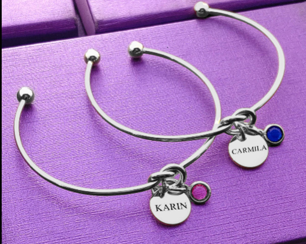 BUY ONE GET ONE Knot Bangle with Disc Charm & Birthstone