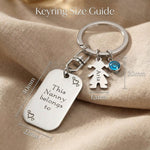 Kids Love Tag Keyring size guide showing disc dimensions and charm details