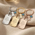 Kids Love Tag Keyring tone comparison showing gold, silver and rose gold engraved keyrings