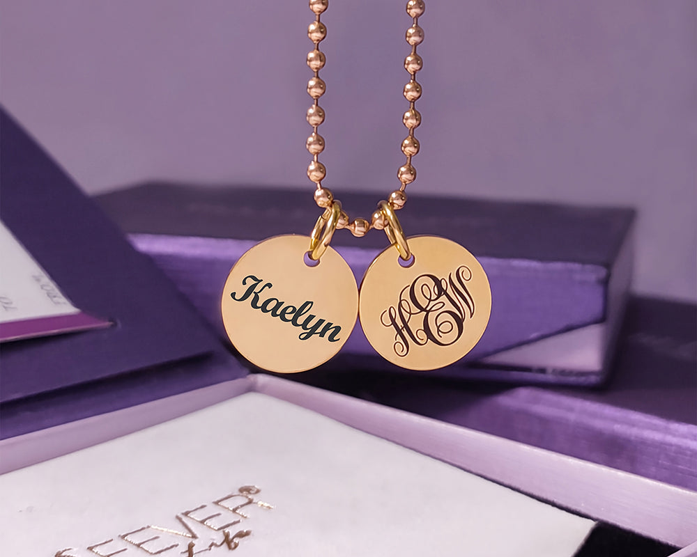 Monogram Initial Disc Necklace