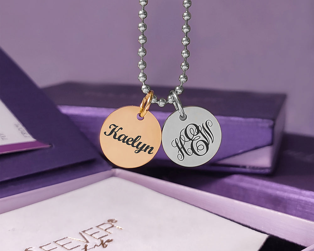 Monogram Initial Disc Necklace
