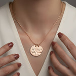 Belle Fever Moon and Back Necklace — gold engraved pendant worn close to the heart, a meaningful keepsake expressing ‘I love you to the moon and back’ with timeless warmth.