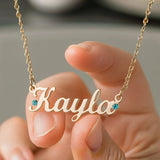 Gold Belle Fever Name Necklace with birthstones — a beautifully personalised keepsake capturing your name and unique story in timeless elegance.