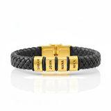 Personalised Black Leather Bracelet