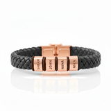 Personalised Black Leather Bracelet
