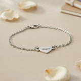 Silver Precious Heart Name Bracelet - Bangles & Bracelets by Belle Fever, perfect gift for daughter