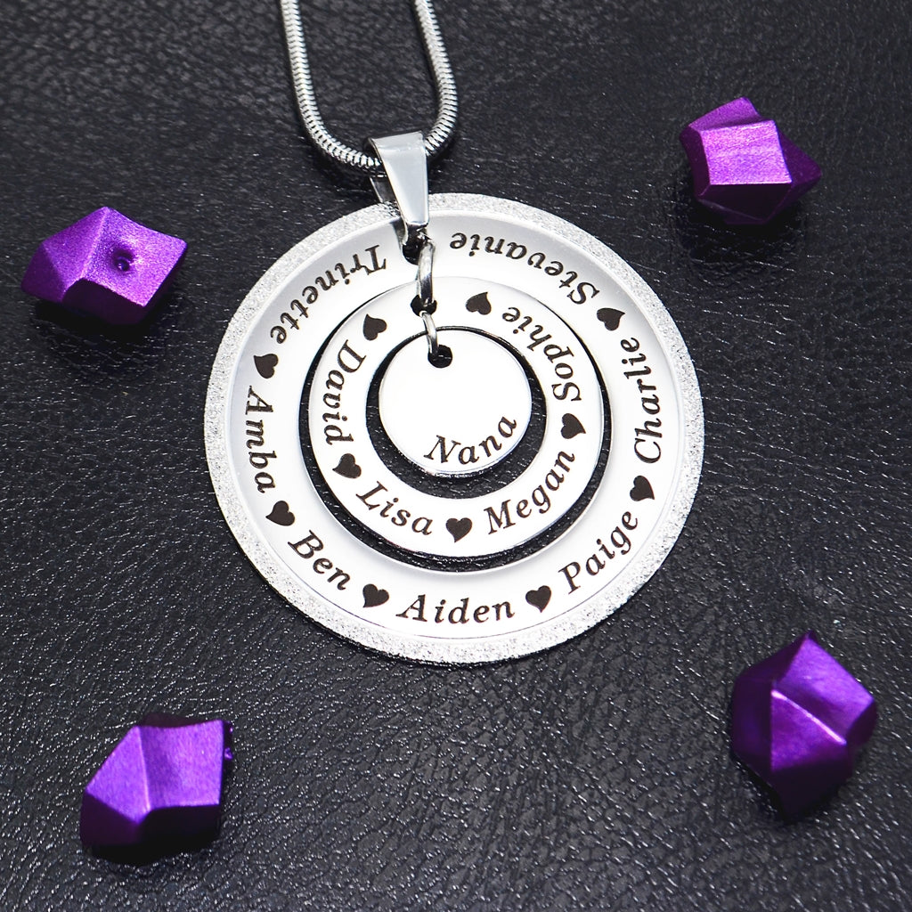 Sparkling Circles of Loved Ones Personalised Necklace