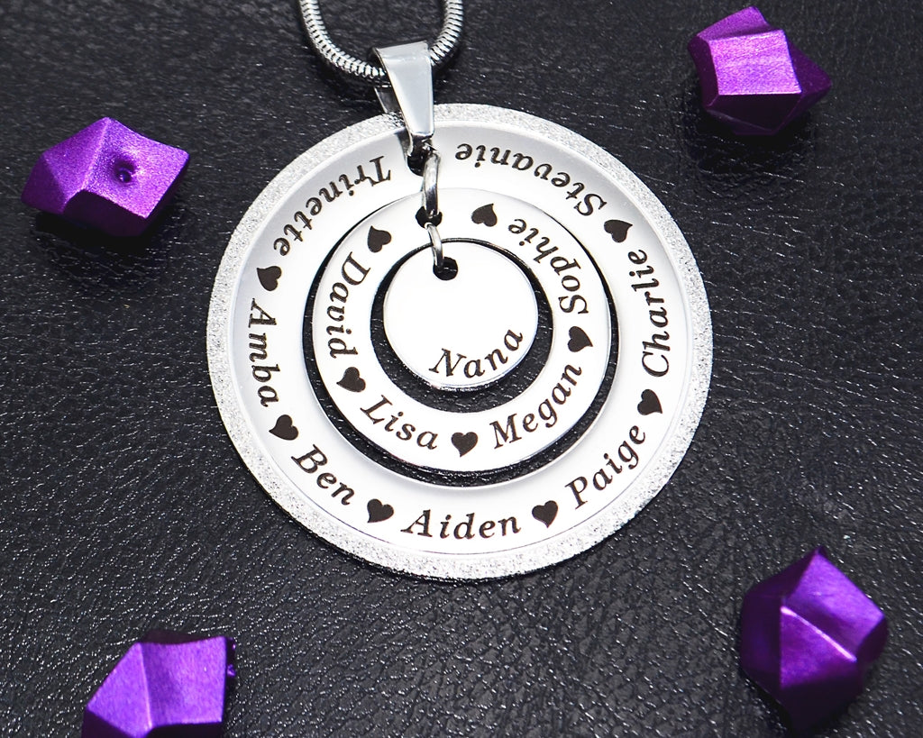 Sparkling Circles of Loved Ones Personalised Necklace