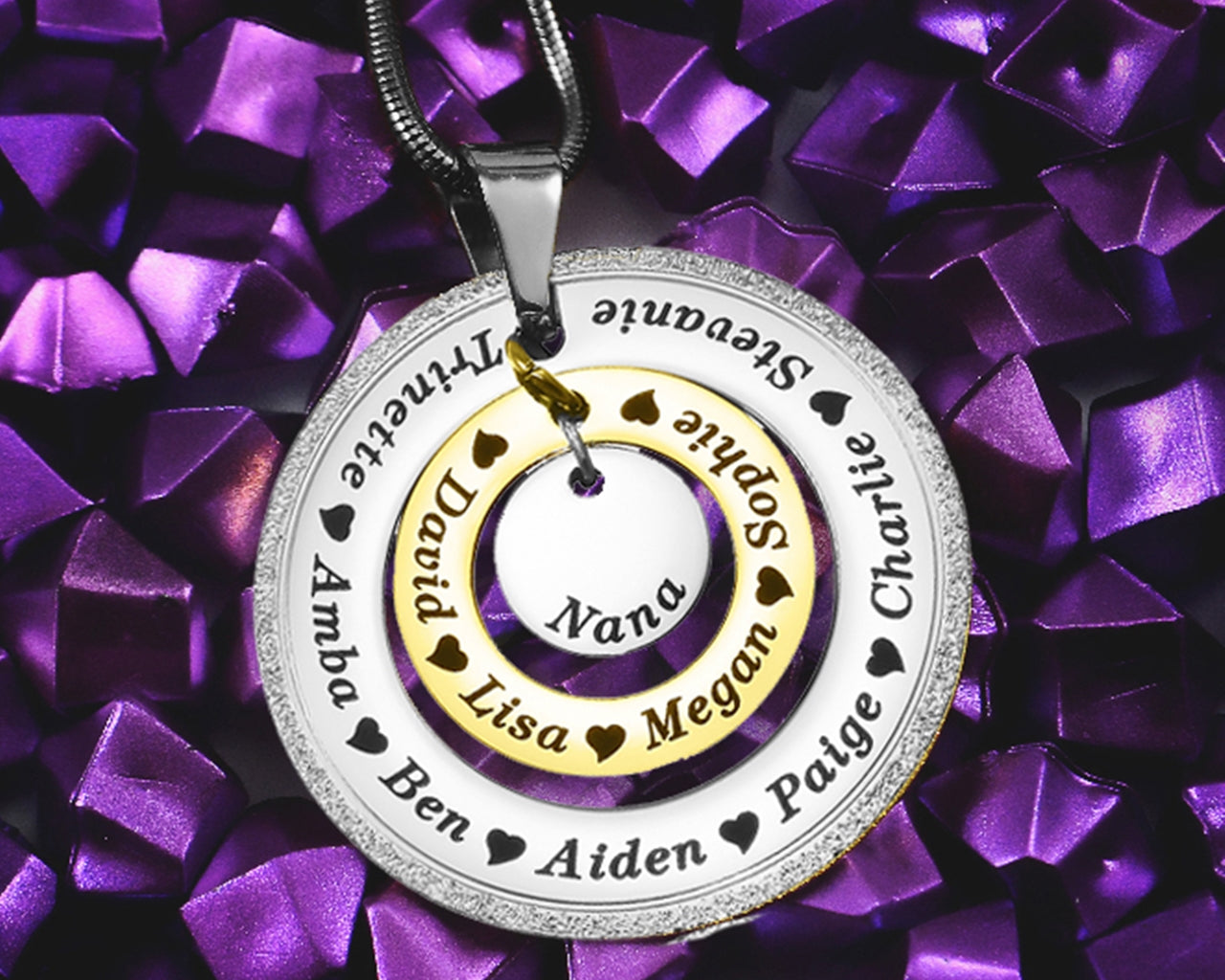 Sparkling Circles of Loved Ones Personalised Necklace