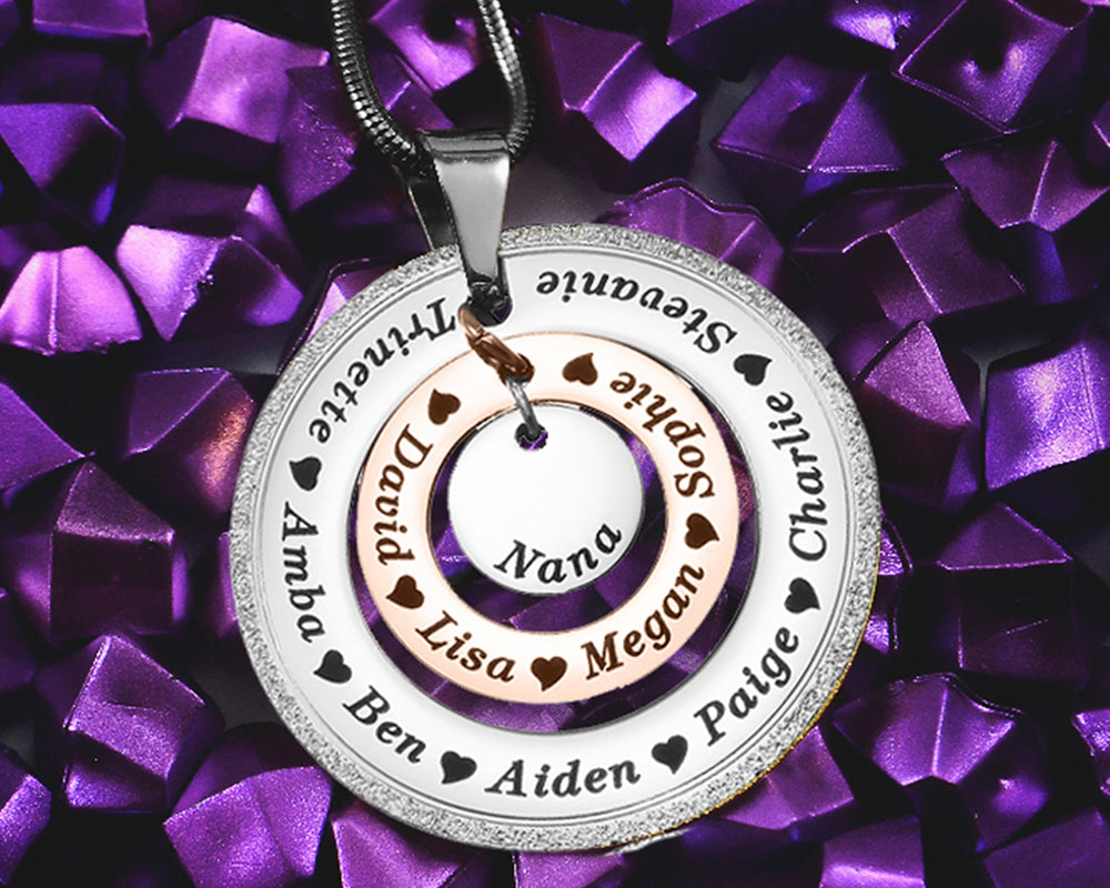 Sparkling Circles of Loved Ones Personalised Necklace