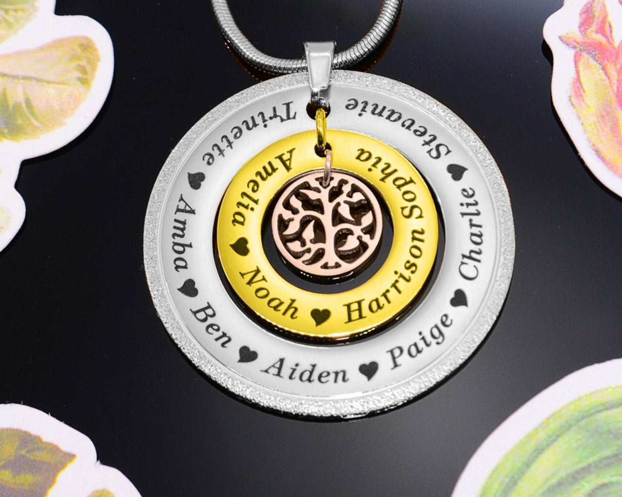 Sparkling Circles of Loved Ones Tree Personalised Necklace