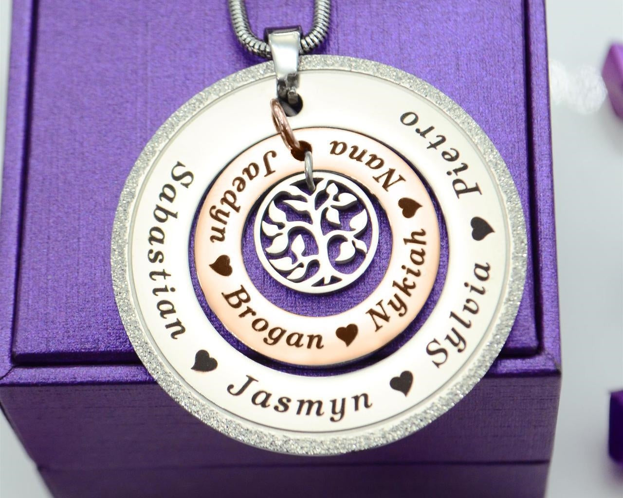 Sparkling Circles of Loved Ones Tree Personalised Necklace