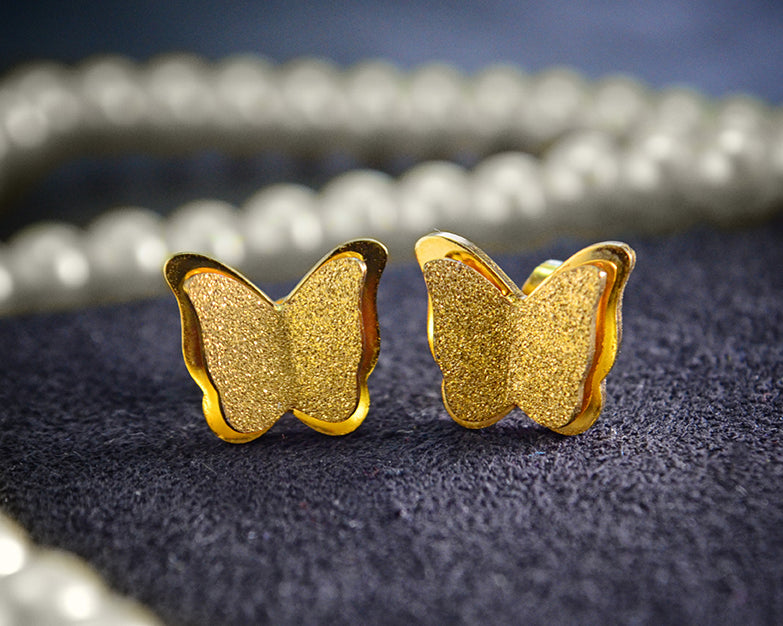 Belle Fever Sparkling Butterfly Stud Earrings, Hypoallergenic Everyday Jewelry for Her