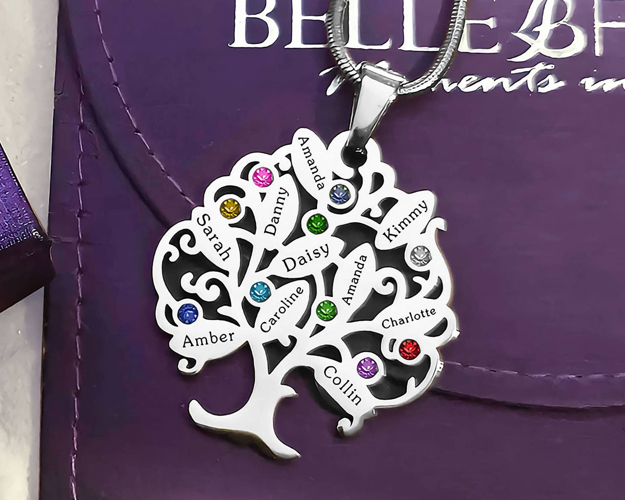 Tree of My Life Necklace with Birthstones