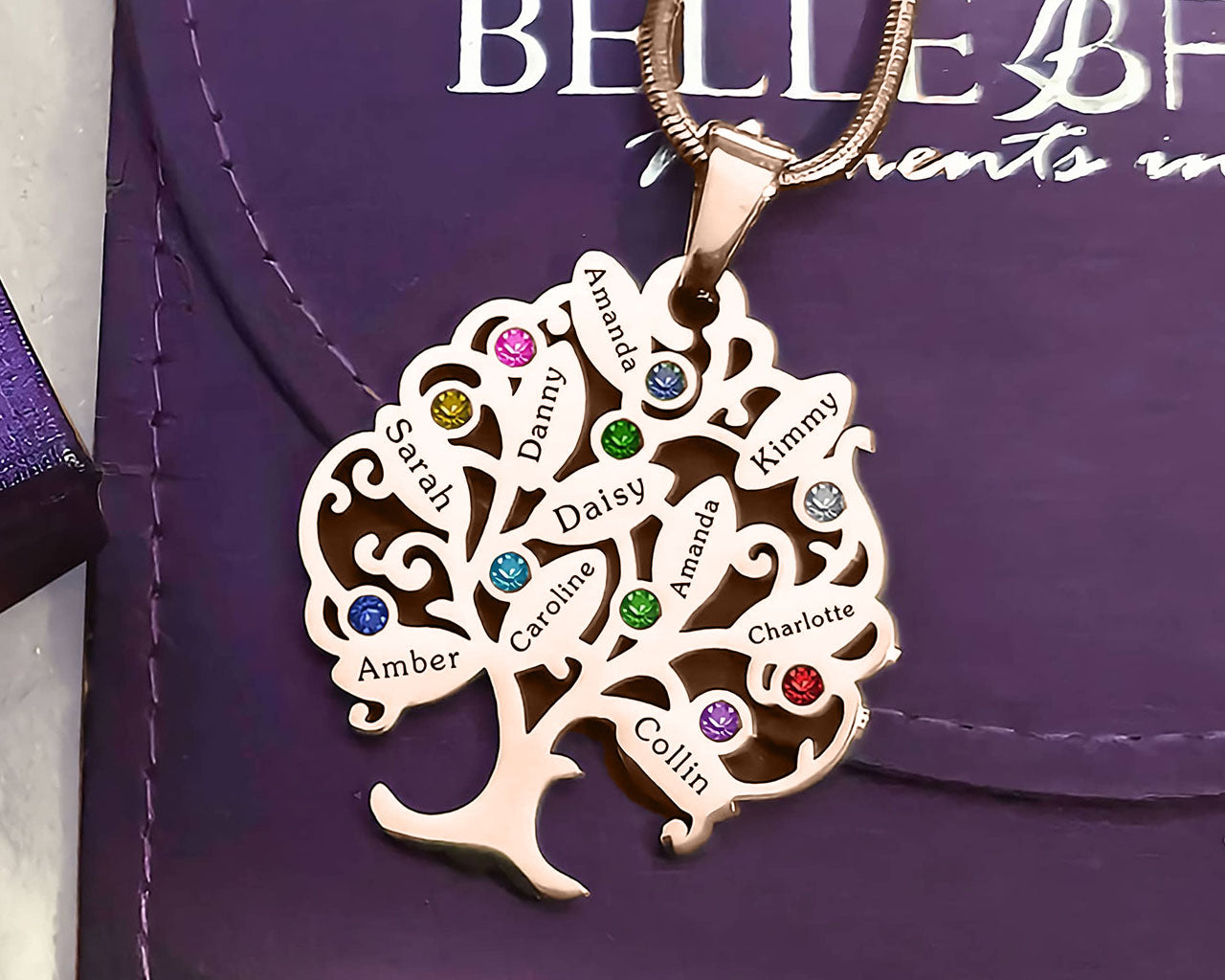 Tree of My Life Necklace with Birthstones