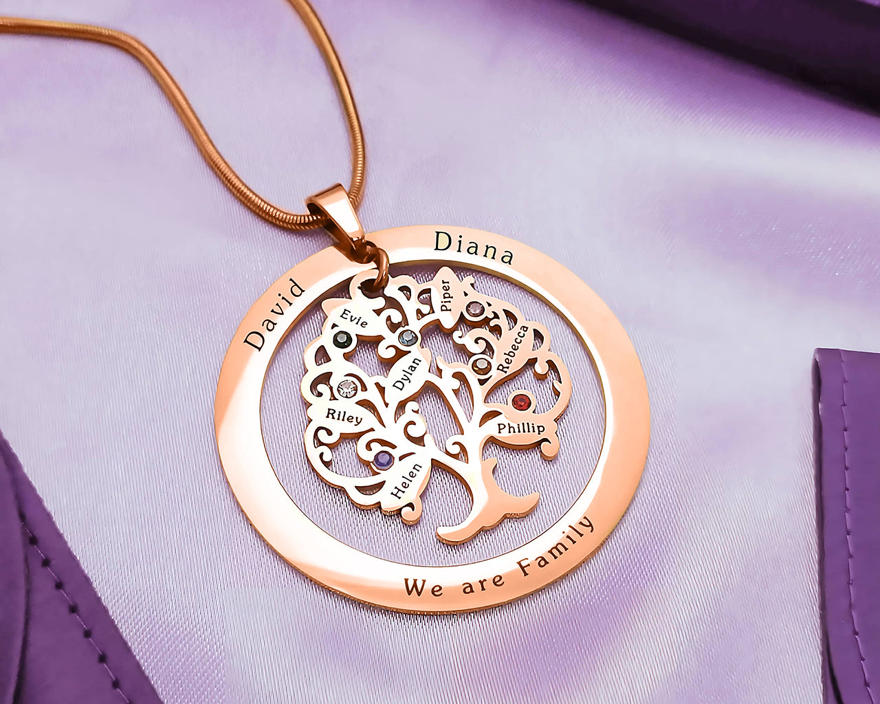 Tree of My Life Necklace with Washer & Birthstones