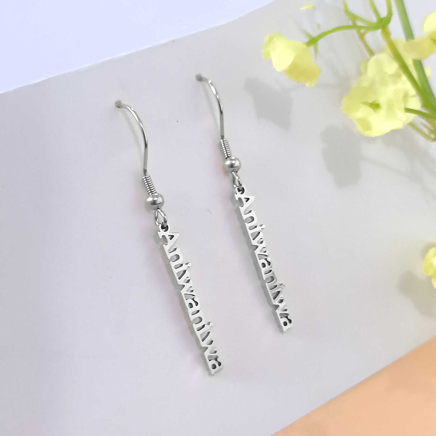 Vertical Name Earrings (Birthstones Optional)