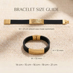 Size guide showing dimensions and fit of Always Remember personalised ID bracelet