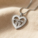 Silver Angel In My Heart necklace featuring heart shaped angel wings pendant on chain necklace