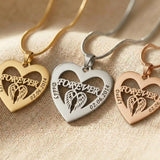 Angel In My Heart necklace comparison showing gold silver and rose gold heart angel wings pendant designs