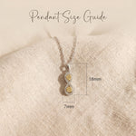 Best friend necklace size guide showing pendant dimensions and delicate design detail