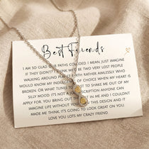 Best friend necklace with message card, meaningful friendship keepsake jewellery gift