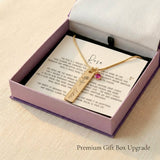 Birthflower and birthstone personalised necklace presented in elegant jewelry gift box packaging
