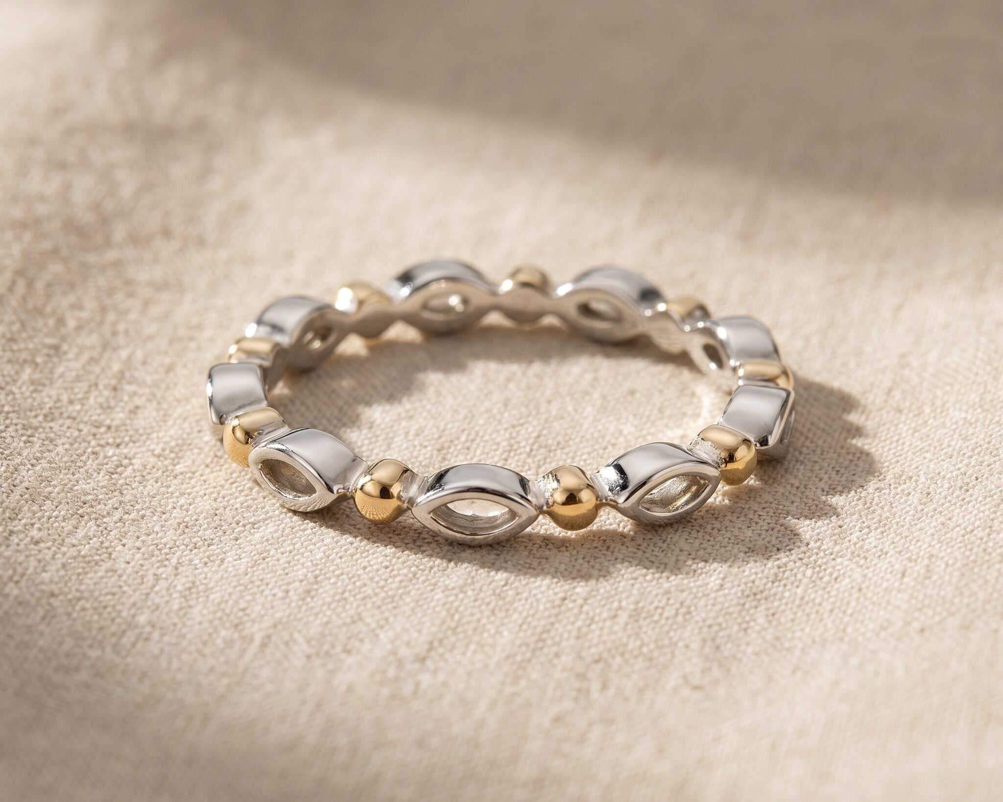 Blushing ring with beaded detail, elegant stackable ring for women and keepsake gift