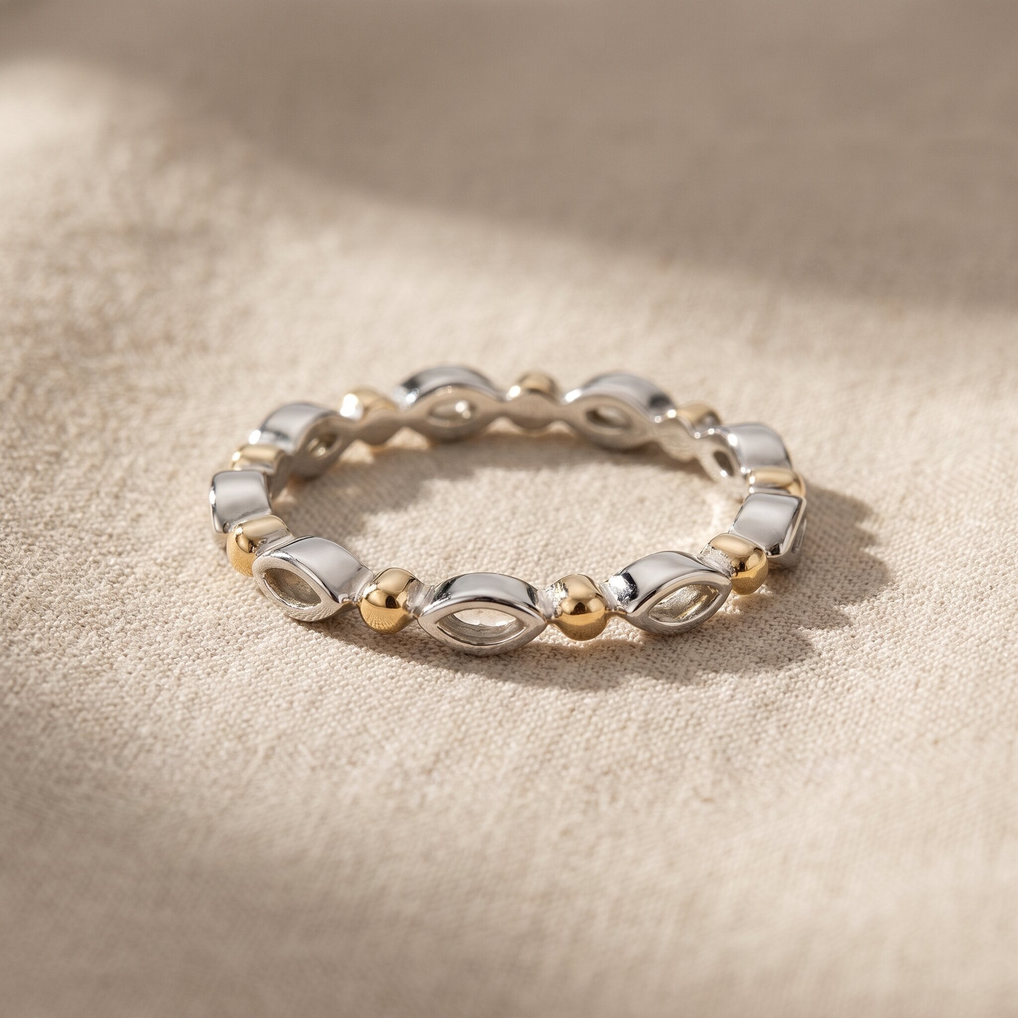 Blushing ring with beaded detail, elegant stackable ring for women and keepsake gift