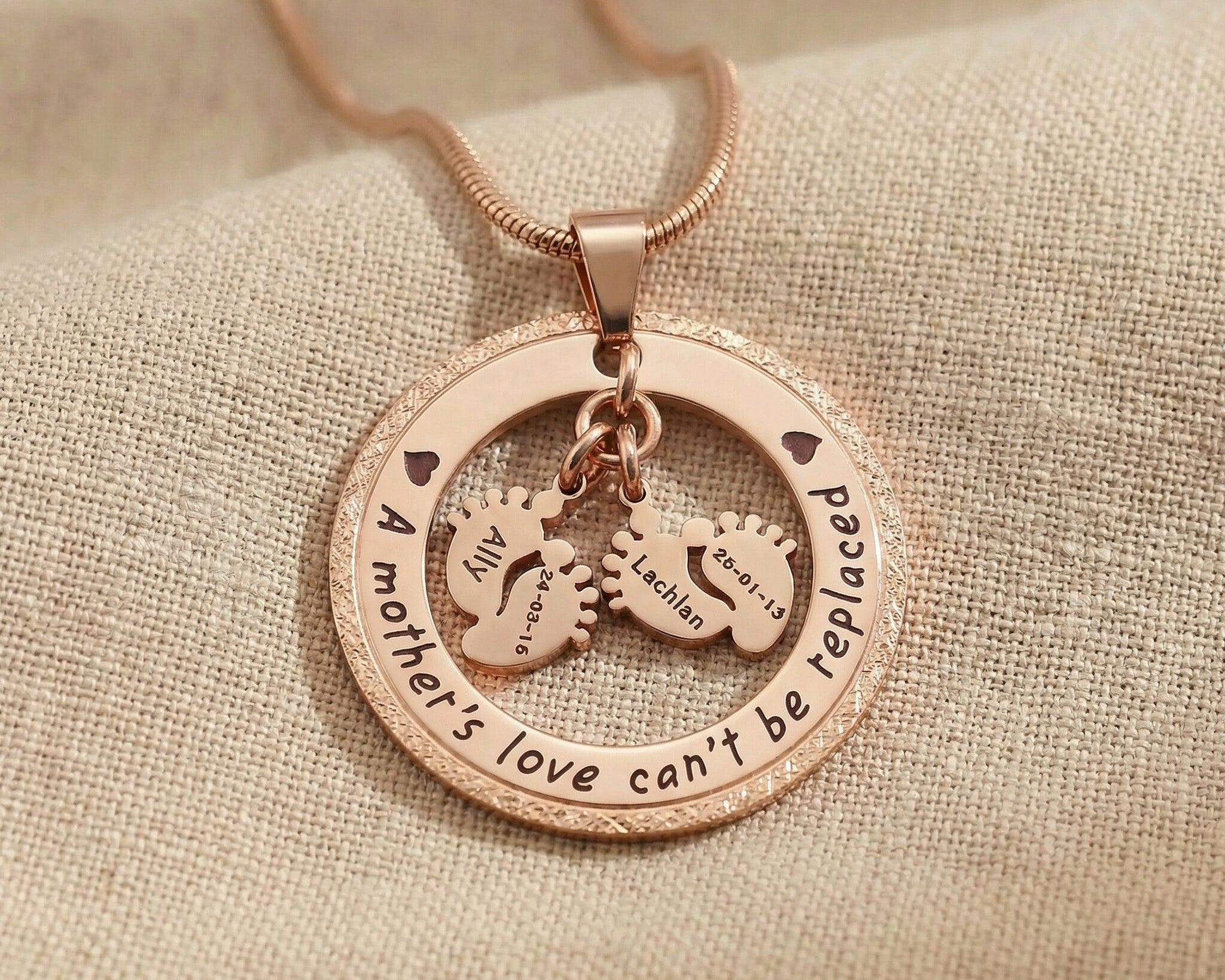 Can’t Be Replaced Necklace with engraved message and sparkling pendant option