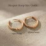 Size guide showing dimensions of chic sleeper hoop earrings with small hoop design