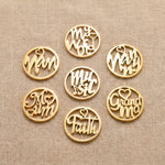 Circle of trust necklace centre charm options showing various word of insert, meaningful family jewellery 