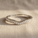 Crystal wish ring with curved band and sparkling stones, elegant minimalist jewellery for her