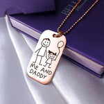 Belle Fever Kids Drawing Dog Tag Necklace, custom engraved with a child’s artwork, a heartfelt keepsake celebrating love and creativity.