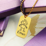 Custom Kids Drawing Dog Tag Necklace by Belle Fever, full of love and meaning.
