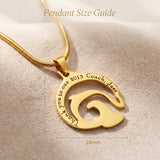 Dolphin necklace size guide showing pendant dimensions and chain length