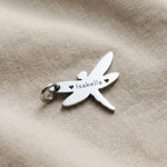 Silver dragonfly charm for keyring symbolizing transformation, resilience, and meaningful life journey keepsakes