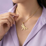 Belle Fever Dragonfly Necklace with Custom Engraved Names, elegant strength and transformation jewellery gift for her.