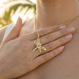 Belle Fever Dragonfly Necklace with Custom Engraved Names worn close to heart, elegant dragonfly jewellery symbol of strength, change and transformation gift.