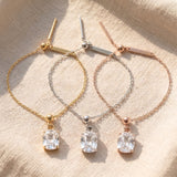 Empowerment bracelet tone comparison showing gold, silver and rose gold finishes with crystal charm