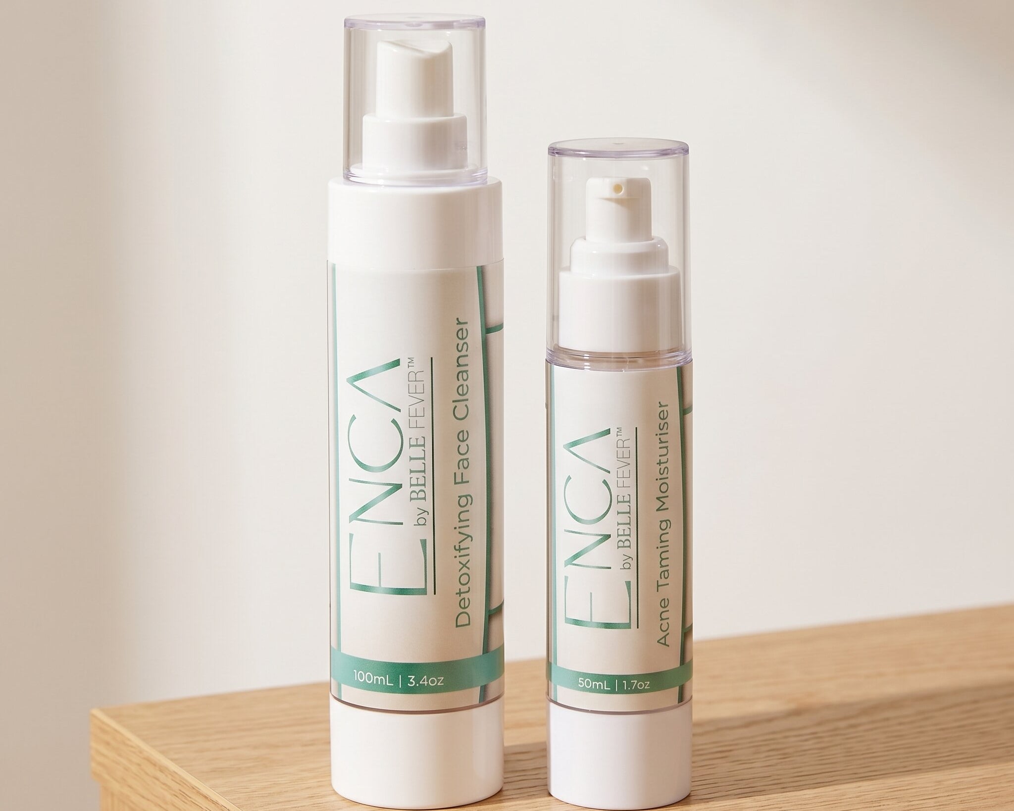 ENCA acne clearing set with cleanser 100ml and moisturiser 50ml, acne skincare made in Australia