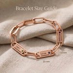 Endless Ties Bracelet size guide showing bracelet length and name link dimensions for perfect fit