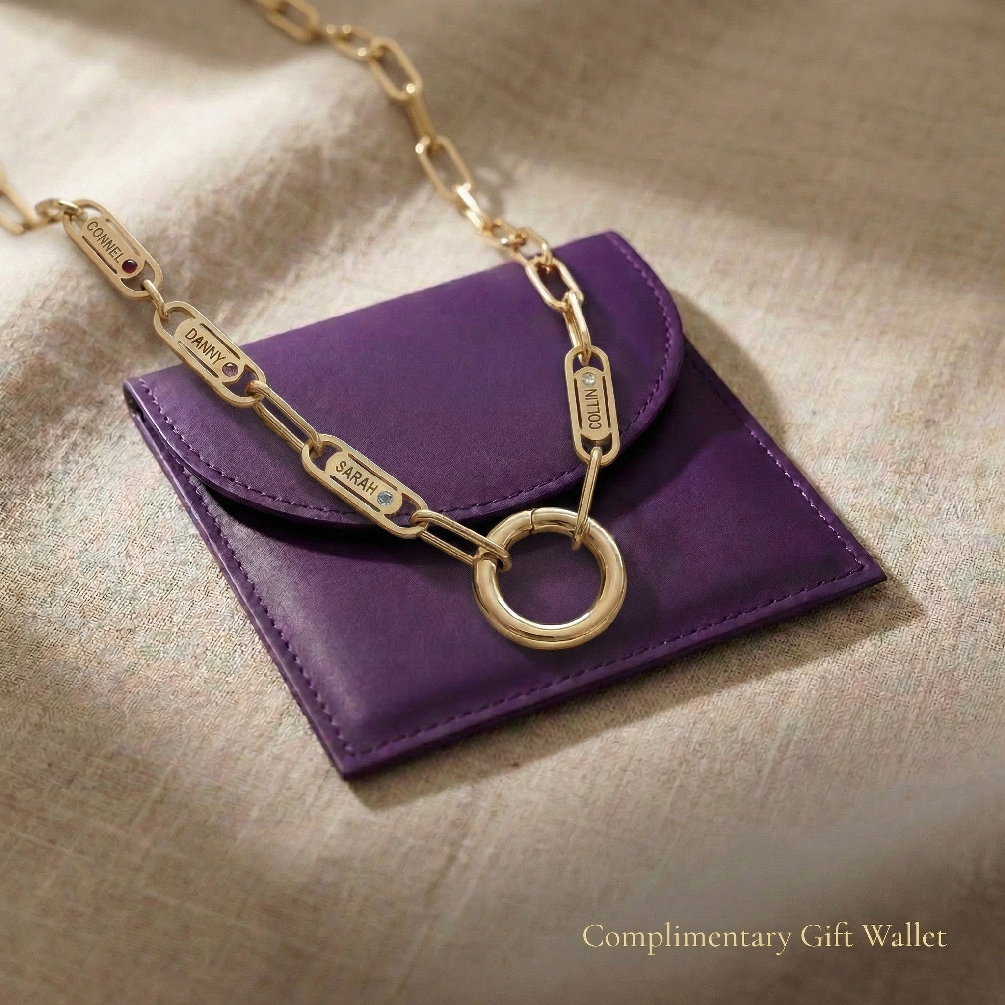 Endless Ties Necklace displayed with gift wallet packaging, meaningful jewellery gift