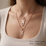 Fairy Name Necklace worn showing chain length options for personalised name jewellery styling
