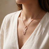 Woman wearing Fairy Name Necklace with custom name design, personalised jewellery lifestyle image