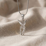 Fairy Name Necklace in silver with custom name design, kids personalised jewellery