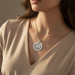 Personalized rose family necklace with engraved family names styled for everyday wear, belle fever sentimental jewelry.