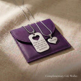 Father & Daughter Necklace Set displayed with gift wallet packaging, matching engraved pendant jewellery gift