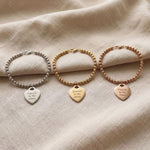 Forever In My Heart Charm Bracelet tone comparison showing gold, silver and rose gold charm bracelets