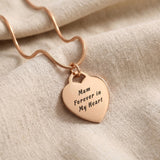 Forever In My Heart Necklace in rose gold with engraved heart pendant, personalised jewellery piece